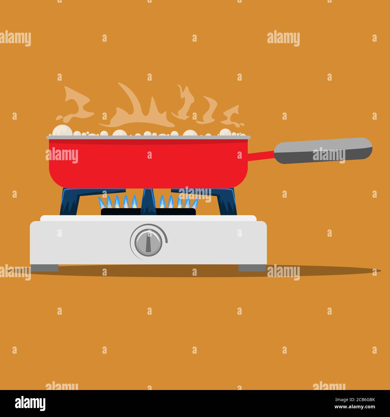 Poêle à gaz. Illustration vectorielle de couleur unie et plate. Illustration de Vecteur