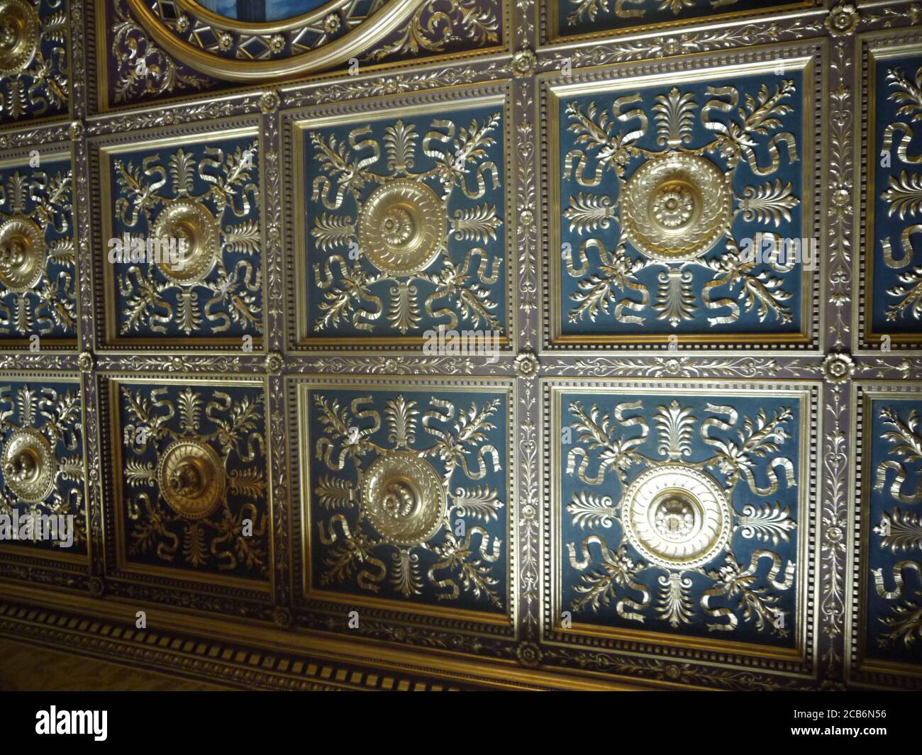 Plafond orné dans le Longleat Manor Banque D'Images