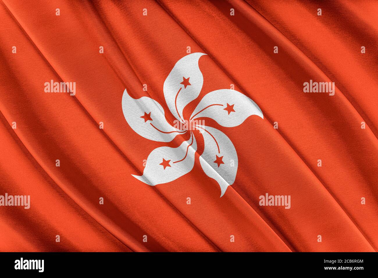 Drapeau haut en couleur de Hong Kong qui agite dans le vent. Banque D'Images