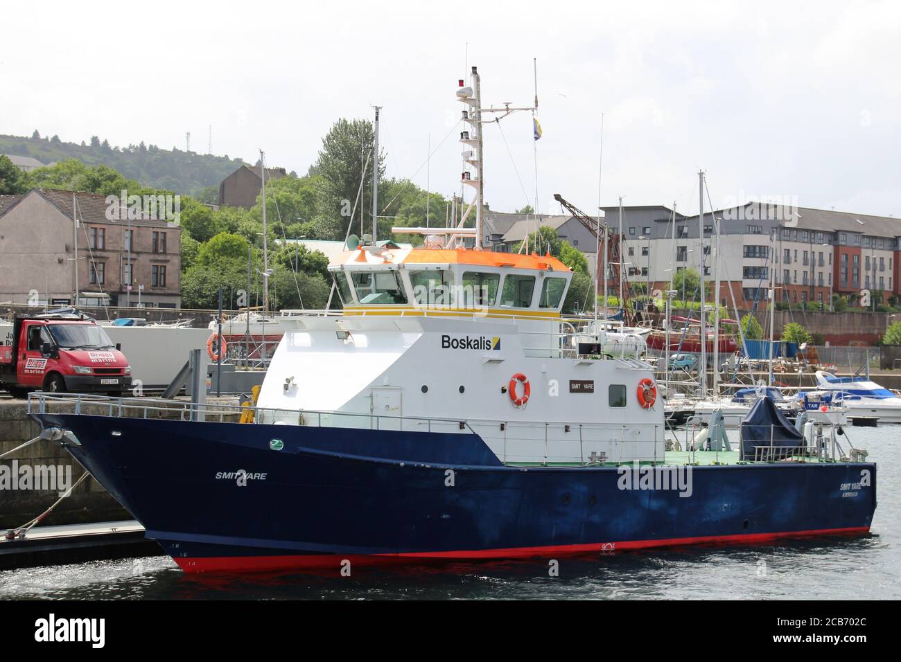 MV Smit Yare, un navire de soutien naval et d'entraînement d'équipage exploité par Boskalis, a amarré à James Watt Dock à Greenock, à Inverclyde. Banque D'Images