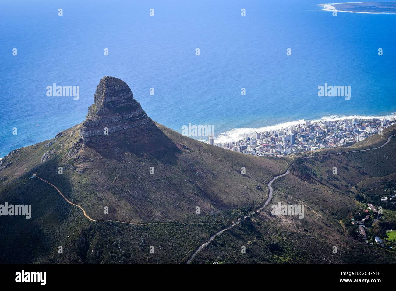 Tête de Lions, vue depuis Table Mountain, le Cap, Afrique du Sud. Banque D'Images