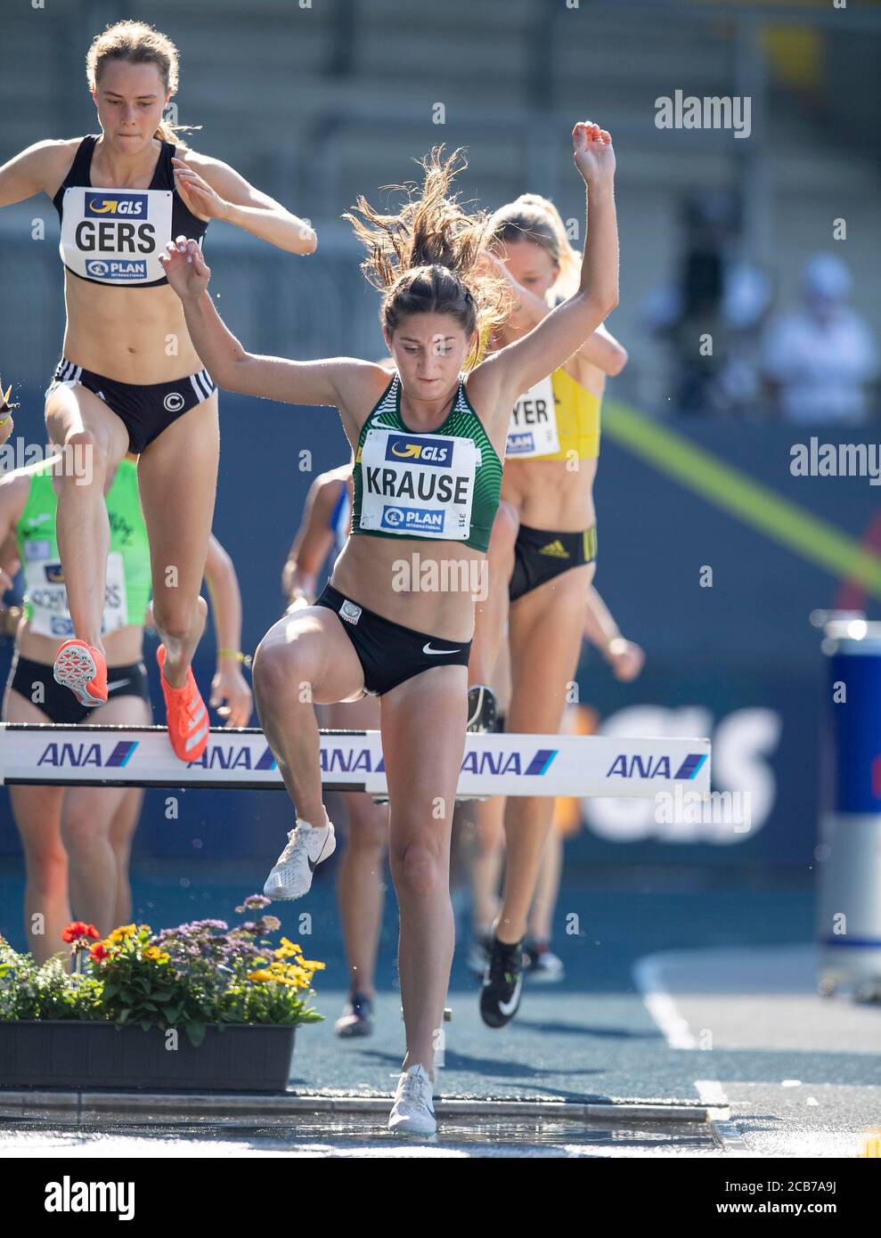 Brunswick, Allemagne. 08 août 2020. GESA Felicitas KRAUSE (New Year's Eve Trier/DNF) action, fossé d'eau, 3000m obstacle femmes, sur 08.08.2020 championnats d'athlétisme allemands 2020, à partir de 08.08. - 09.08.2020 à Braunschweig/Allemagne. Â | utilisation dans le monde crédit: dpa/Alay Live News Banque D'Images