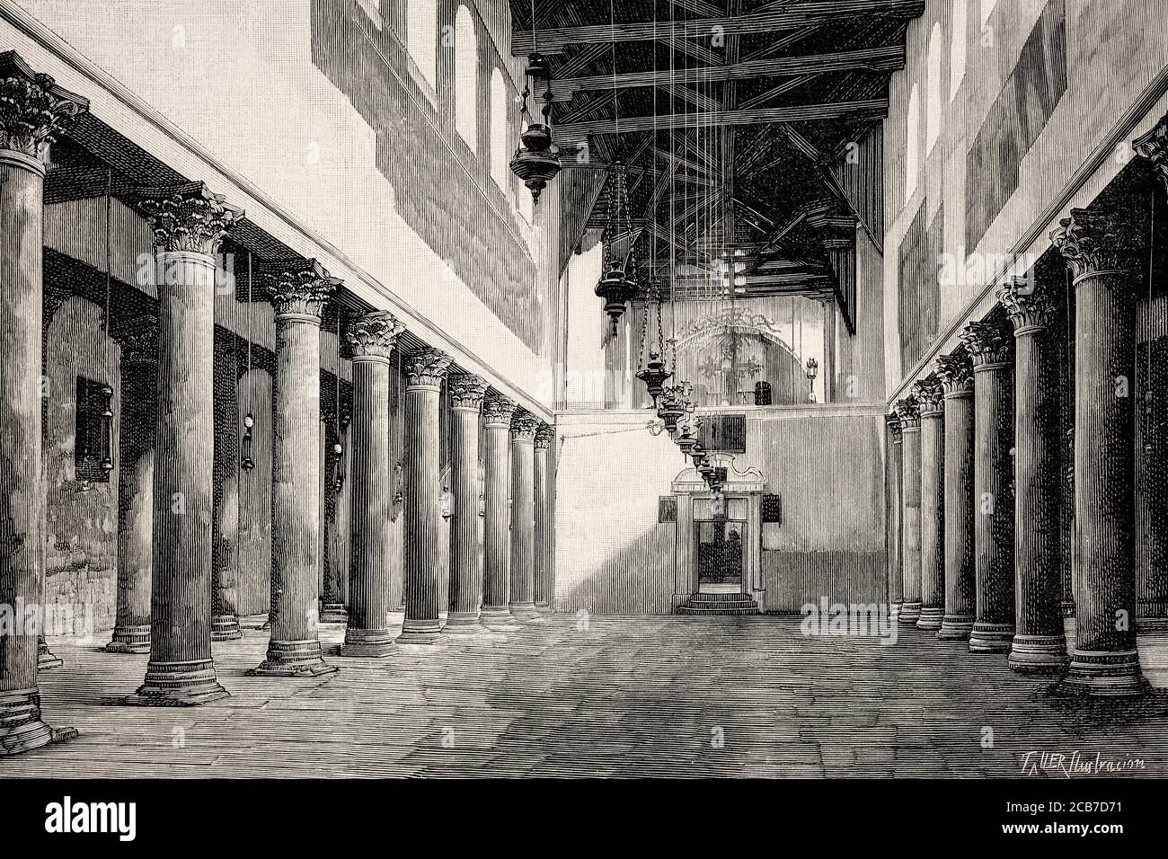 Basilique de la Nativité. Bethléem, Israël. Illustration gravée de la Ilustracion Española y Americana datant du XIXe siècle 1894 Banque D'Images