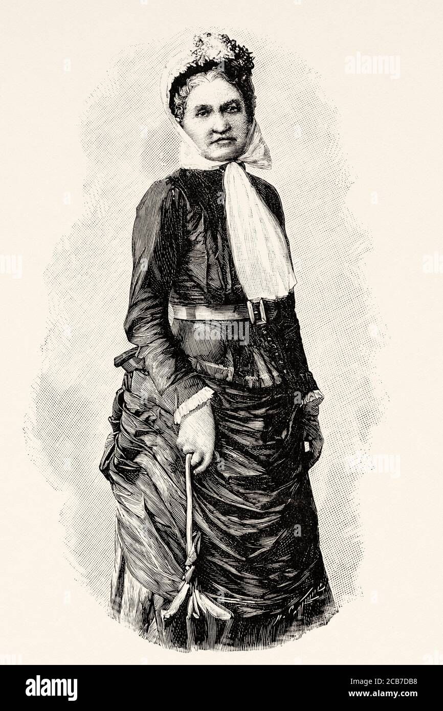 Portrait de Johanna Friederike Charlotte Dorothea Eleonore von Bismarck (1824-1894) épouse d'Otto von Bismarck. Illustration gravée de la Ilustracion Española y Americana datant du XIXe siècle 1894 Banque D'Images