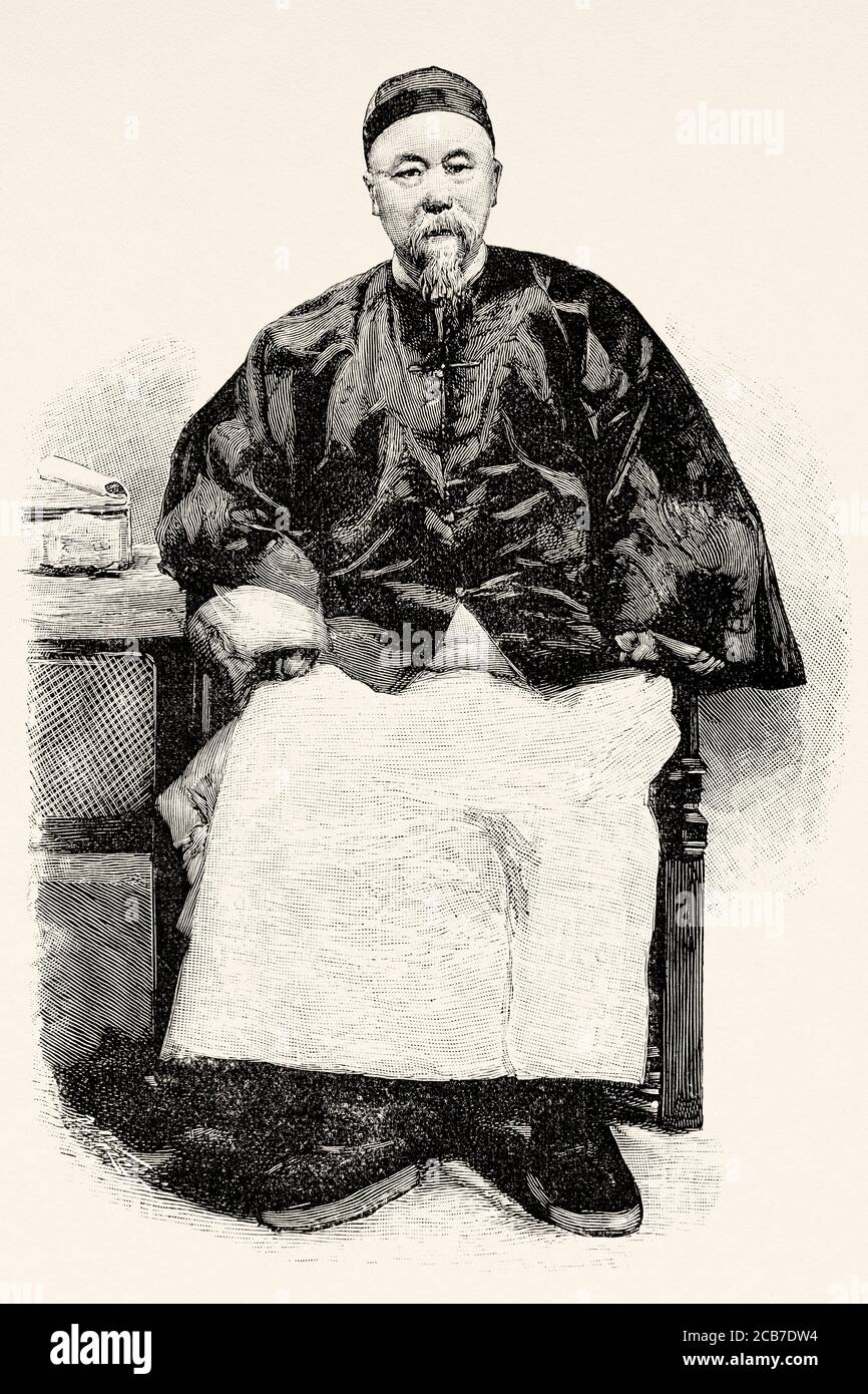 Portrait de Li Hung Chang (1823-1901) Li Hongzhang général chinois, homme d'État de la fin de l'Empire Qing. Chine. Illustration gravée de la Ilustracion Española y Americana datant du XIXe siècle 1894 Banque D'Images
