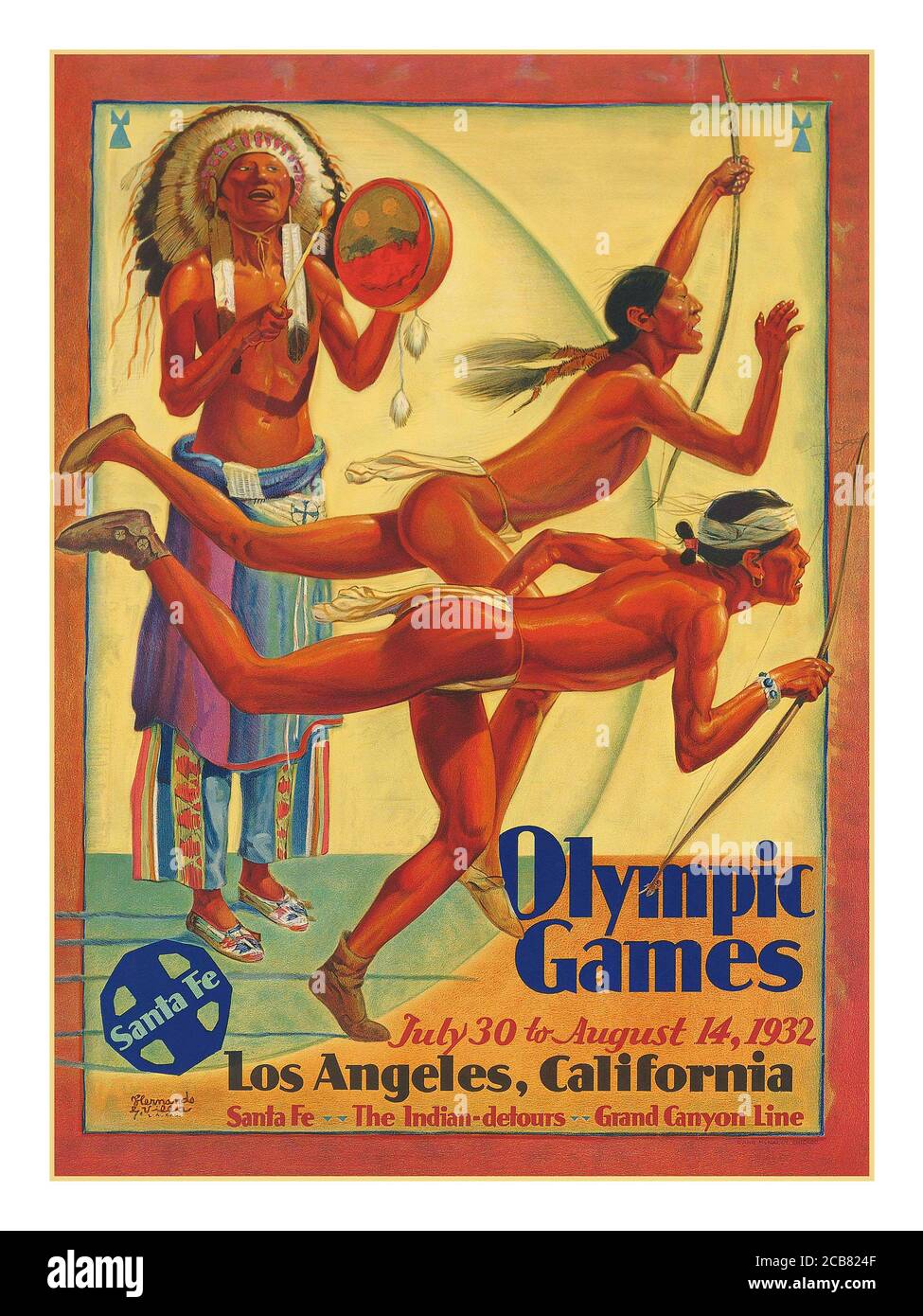 Hernando G. Villa (1881-1952) JEUX OLYMPIQUES, LOS ANGELES, CALIFORNIE lithographie en couleurs, 1932, imprimé par Rand McNally, Chicago, Banque D'Images