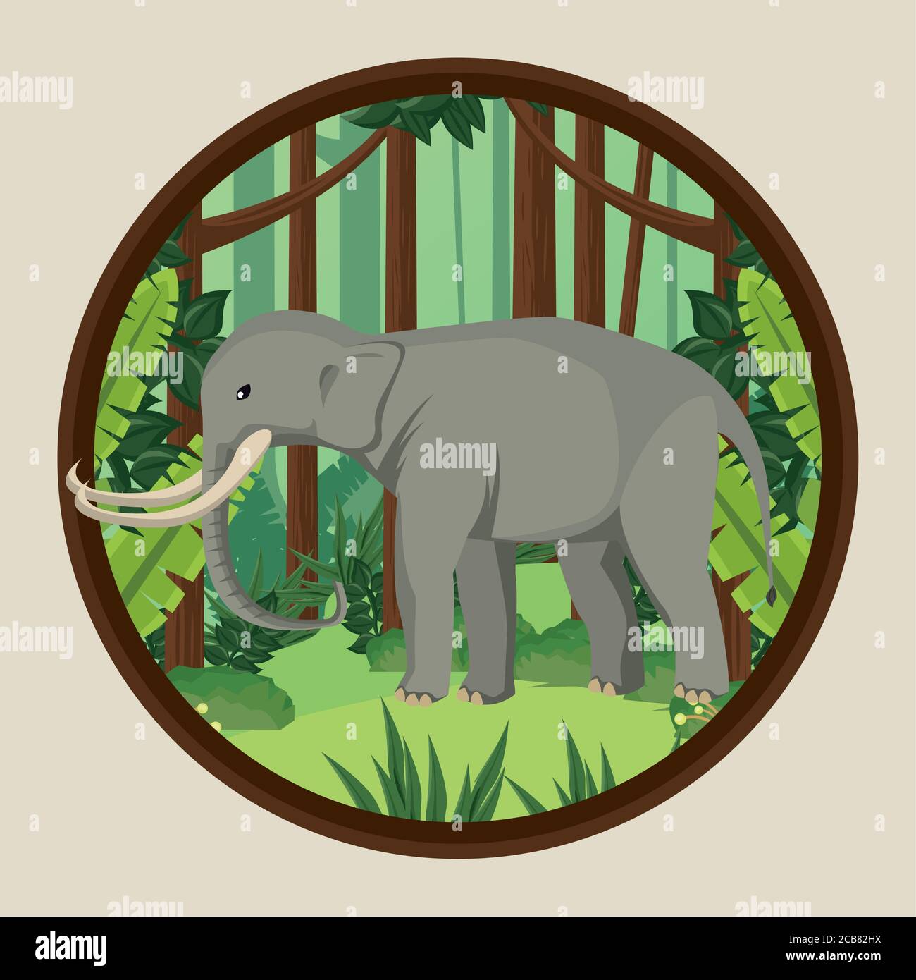 gros éléphant dans la jungle nature sauvage scène illustration vectorielle conception Illustration de Vecteur