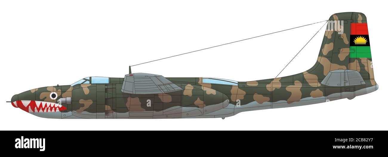 Douglas B-26 Invateur de la Force aérienne de Biafra piloté par Jan Zumbach, été 1967 Banque D'Images