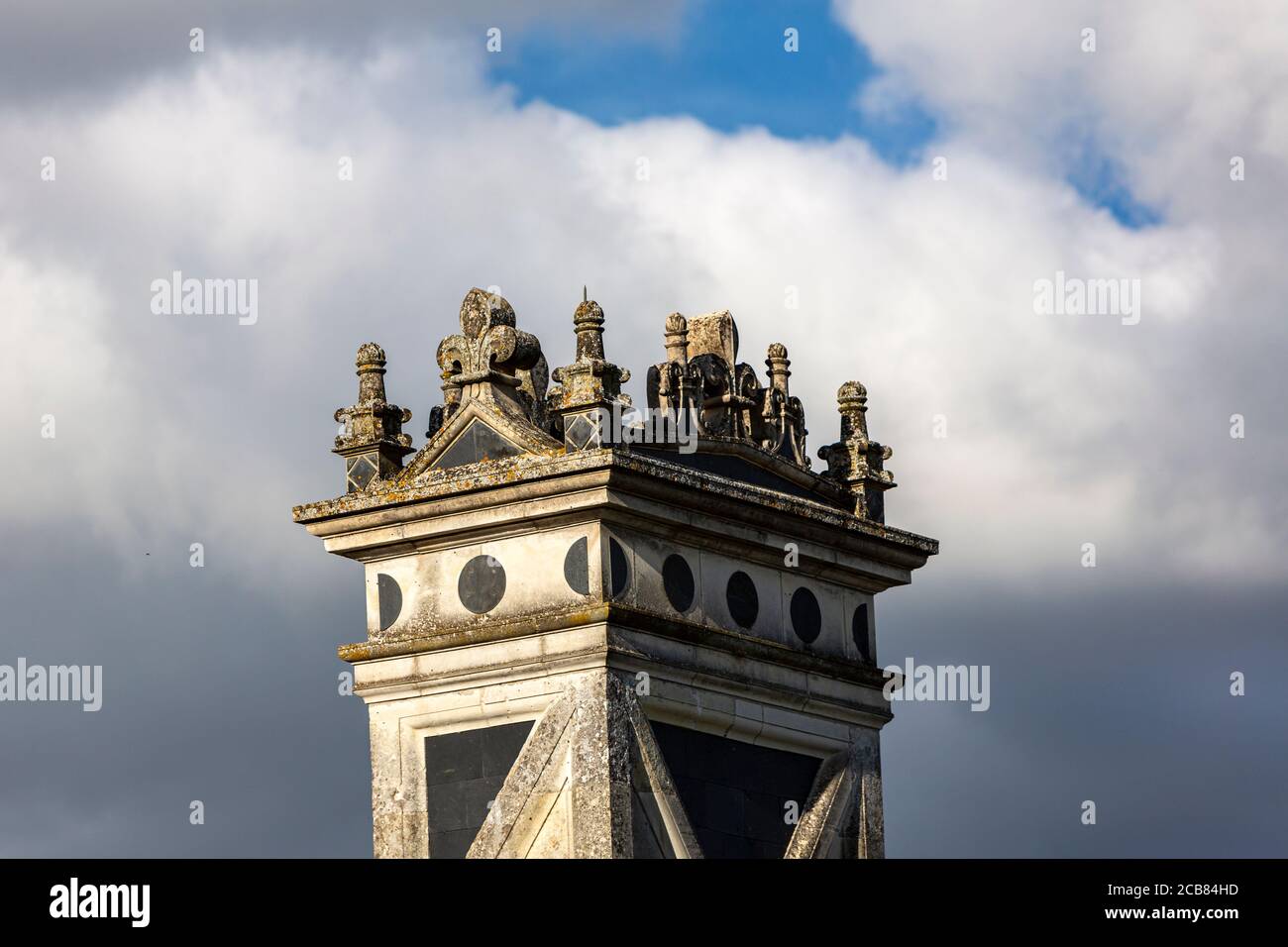 Toit orné de cheminées, Château de Chambord, Chambord, Loir-et-cher, France, Banque D'Images