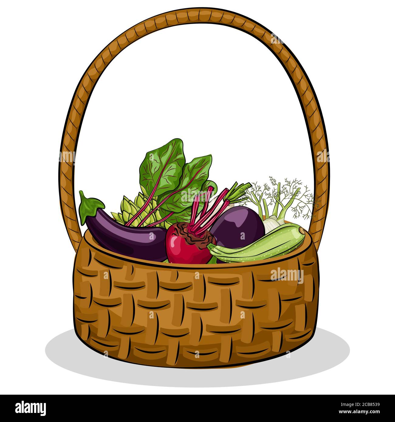 Panier de légumes contenant des aliments biologiques frais et sains.  Illustration de dessin animé vectoriel isolée sur fond blanc Image  Vectorielle Stock - Alamy