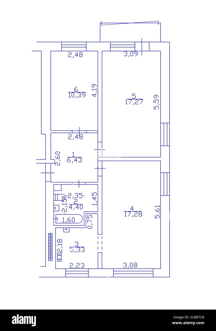 Plan d'étage. Plan d'appartement avec éléments de construction. Projet de maison. Banque D'Images