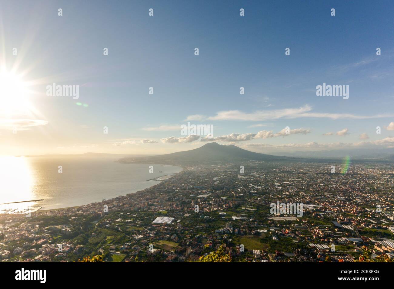 Paysage du golfe de Naples, avec le mont Vesuvuis, Campanie, Italie. Banque D'Images