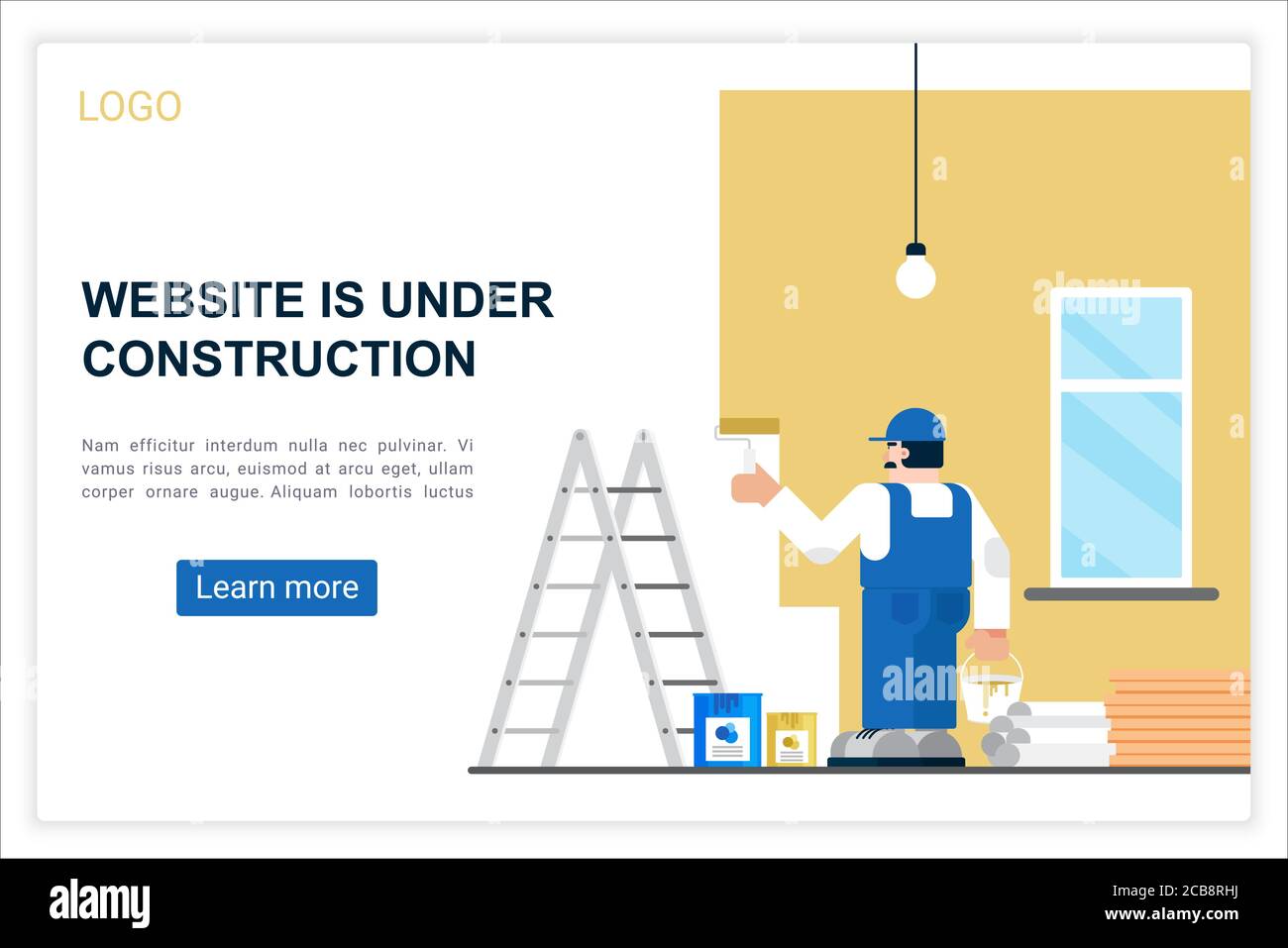 Erreur de connexion au modèle de vecteur de page d'arrivée. Mise en page de l'interface des messages d'avertissement de la page d'accueil avec illustrations vectorielles plates. Site Web en construction, travail en cours web bannière dessin animé concept Illustration de Vecteur