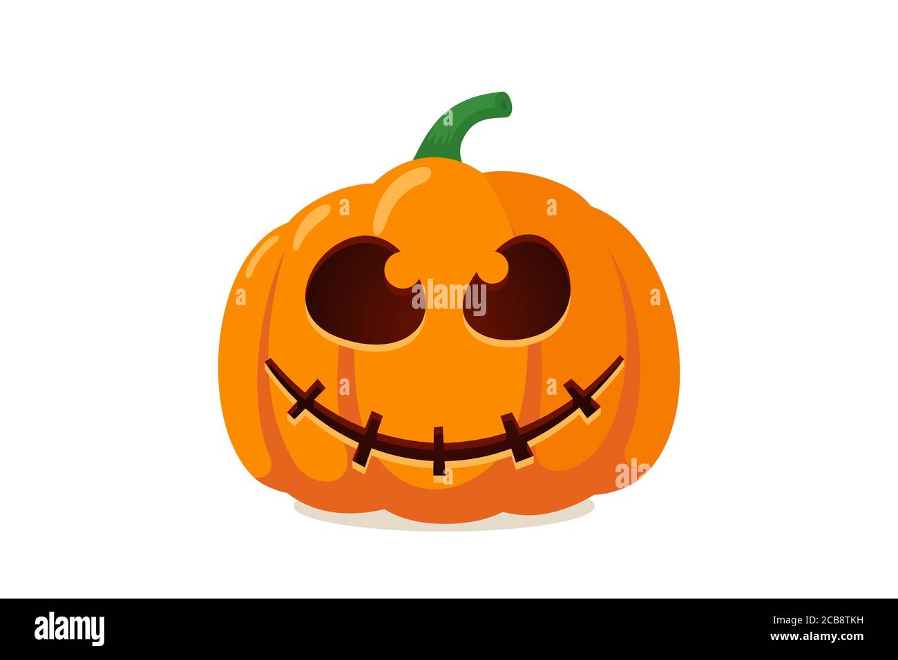 Effrayante et effrayante, la citrouille Jack o lanterne avec un sourire de peur fantôme créepy. Traditionnel joyeux halloween fête horreur décoration symbole du mal. Illustration vectorielle plate isolée sur fond blanc Illustration de Vecteur