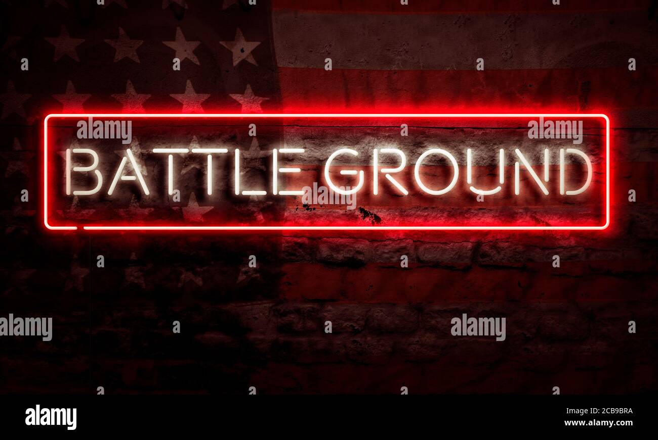 Graphique politique Battle Ground State Election American Flag Neon Sign Vote de grunge Banque D'Images