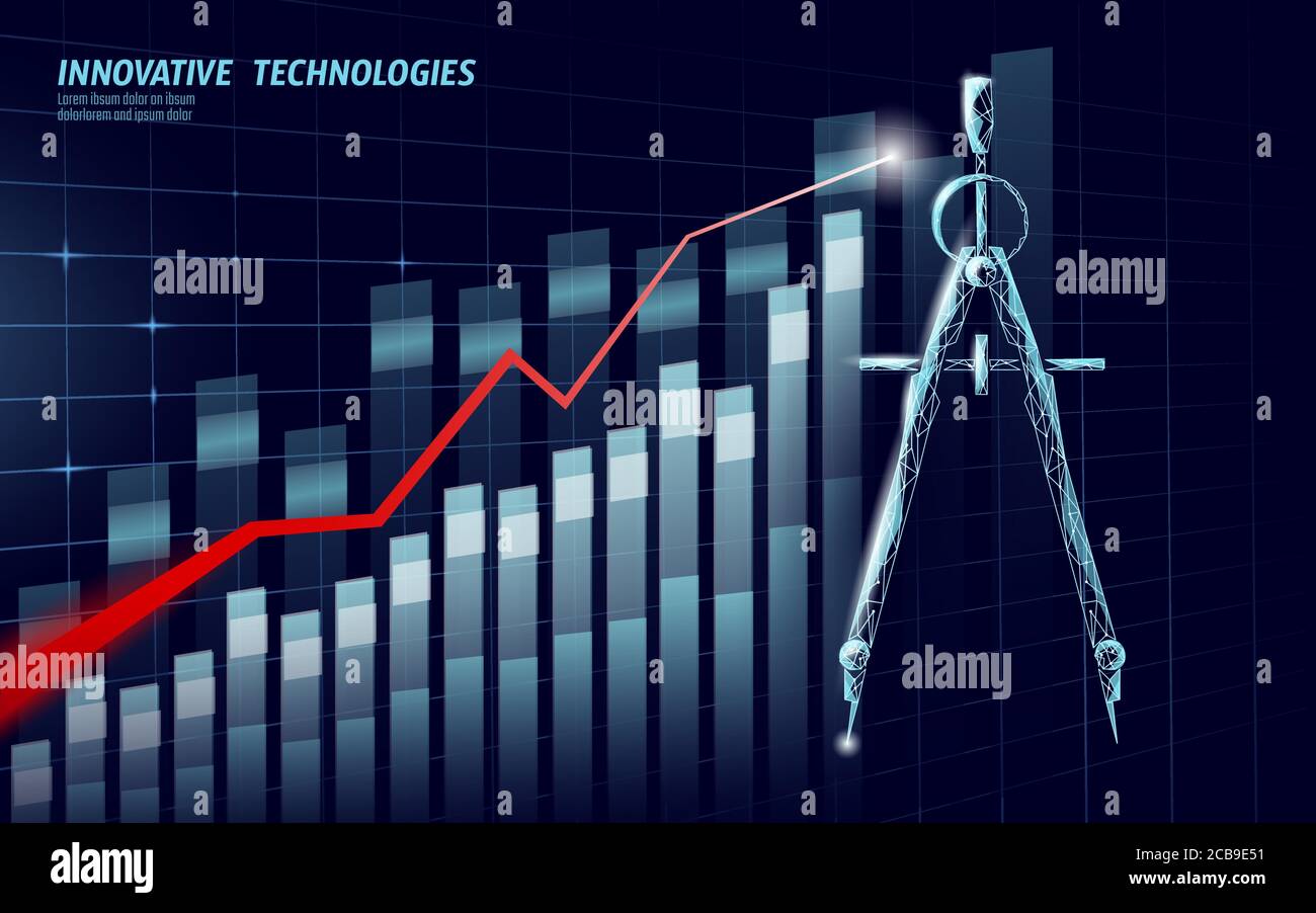 Symbole poly bas 3D de la boussole de dessin. Concept de solution de graphique de croissance des bénéfices. La construction de la technologie moderne de l'entreprise icône. Éducation en ligne Illustration de Vecteur