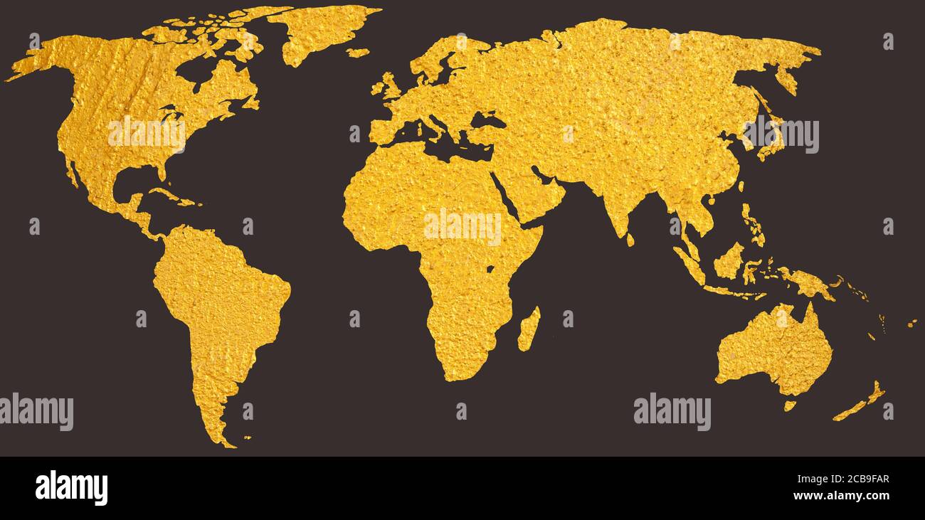 carte du monde dans différents dégradés, couleur dorée, motif abstrait Banque D'Images