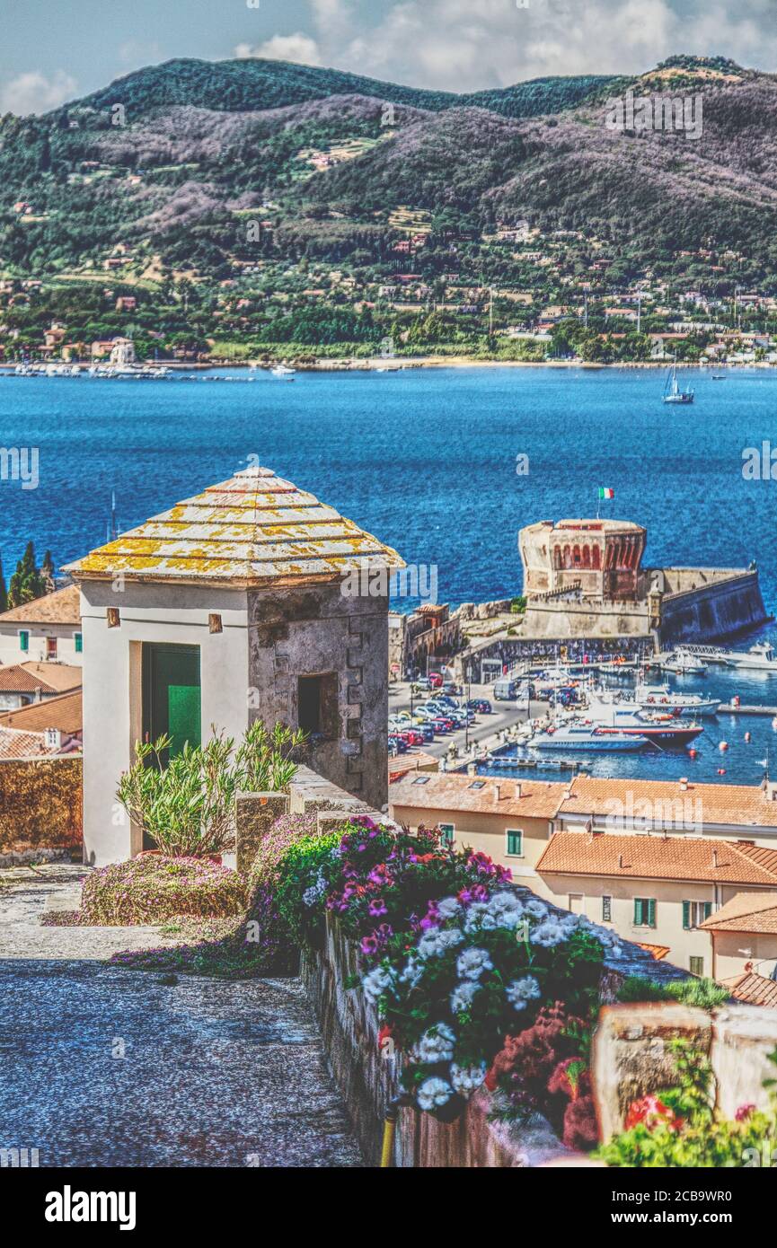 Vue sur Portoferraio Banque D'Images