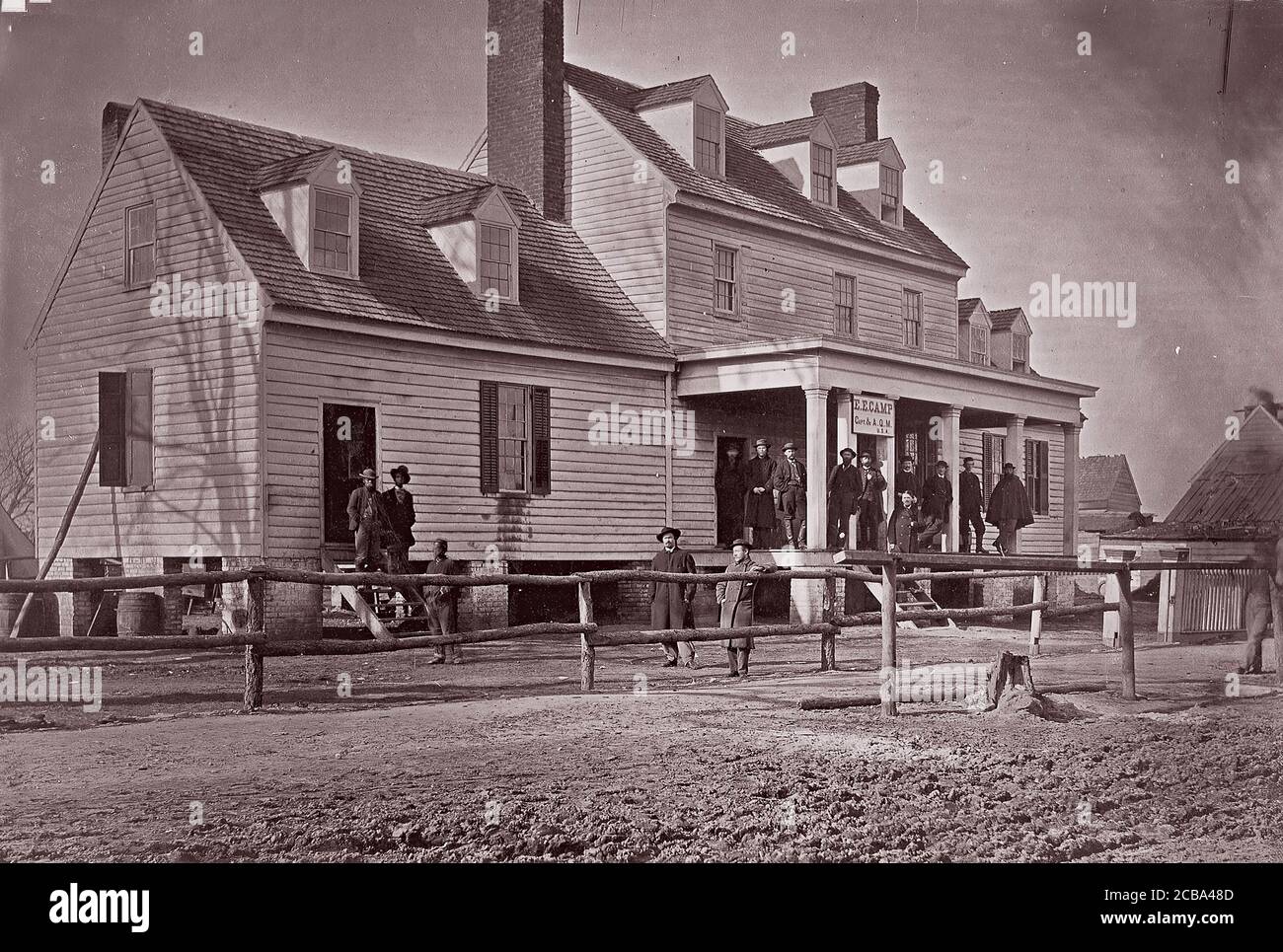 Siège social du capitaine E.E. Camp, A.Q.M., à City point, Virginie, 1861-65. Auparavant attribué à Mathew B. Brady. Banque D'Images