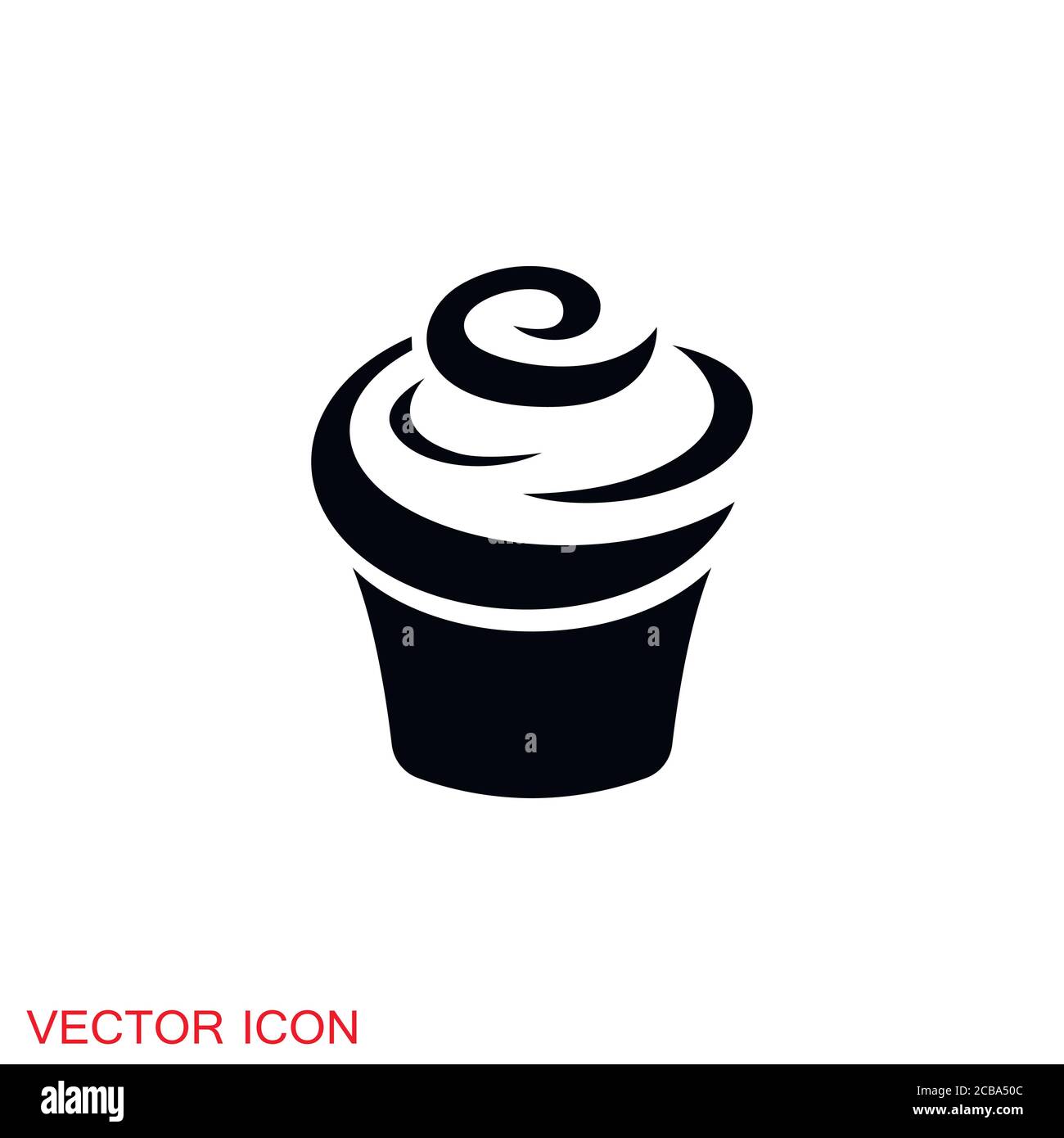 Icône Cupcake. Modèle de logo Cupcake Shop. Illustration de gâteau rose crémeux brillant. Illustration de Vecteur