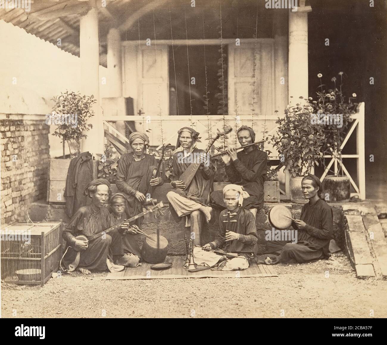 Annamites de Musiciens, sa&#xef;gon, Cochinchine, 1866. Banque D'Images