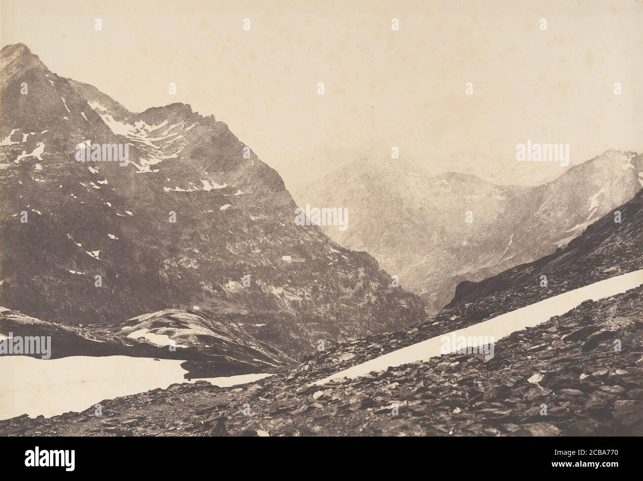 Vue de la partie de la Maladetta et des montagnes du haut du port de V&#xe9;nasque, 1853. Banque D'Images