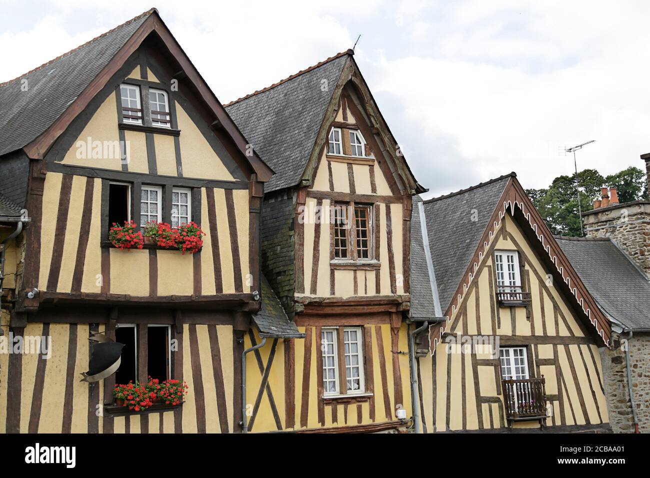 Façades de maisons typiques en Bretagne, France Banque D'Images