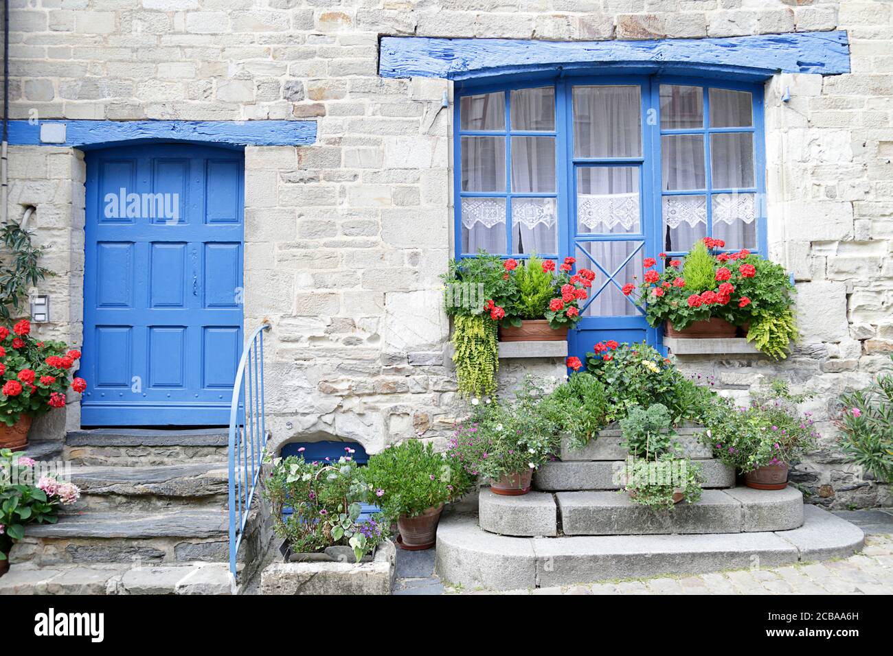 Façades de maisons typiques en Bretagne, France Banque D'Images