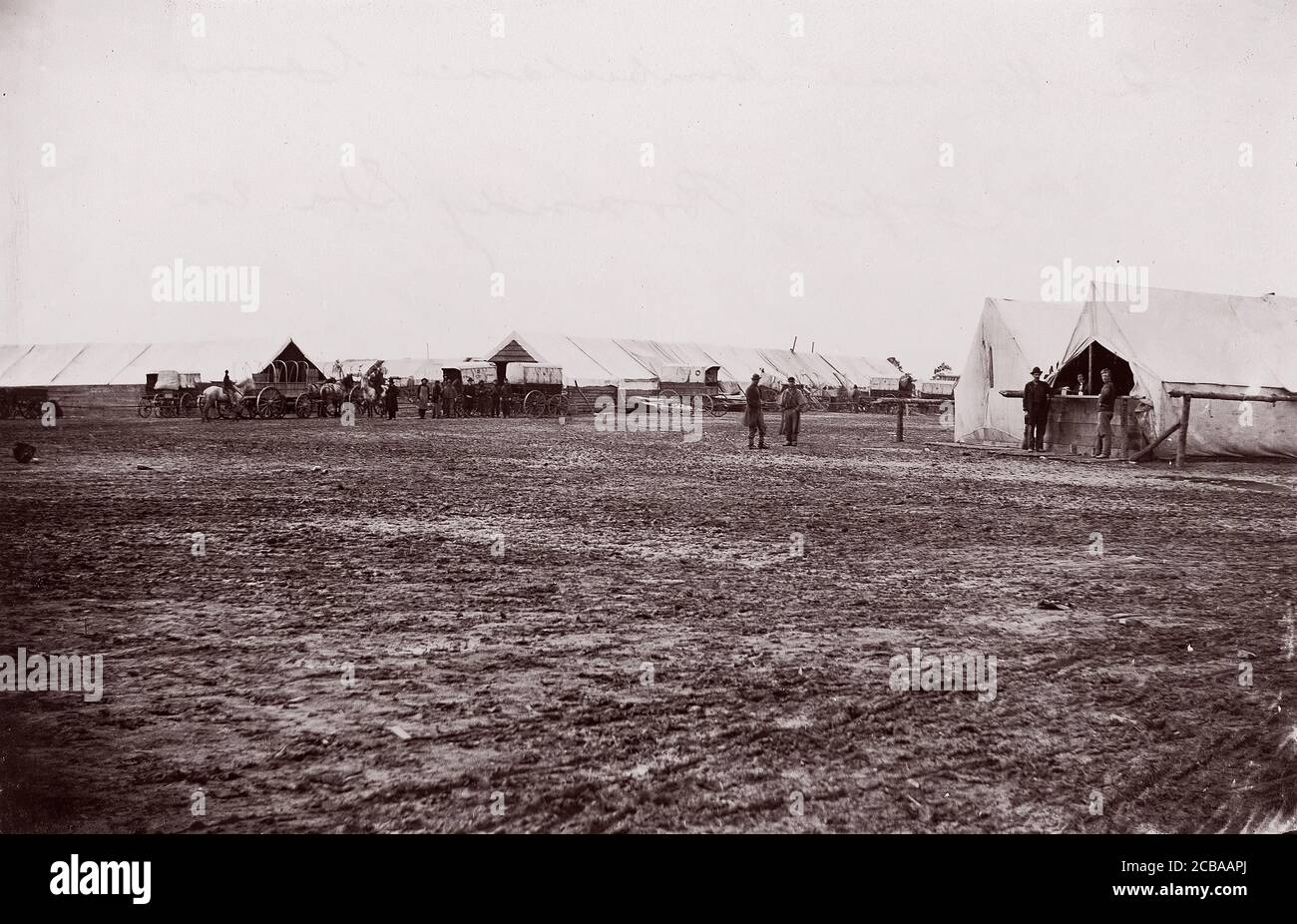 Quartermaster and Ambulance Camp, 6e corps, Brandy Station, Virginie, 1861-65. Auparavant attribué à Mathew B. Brady. Banque D'Images