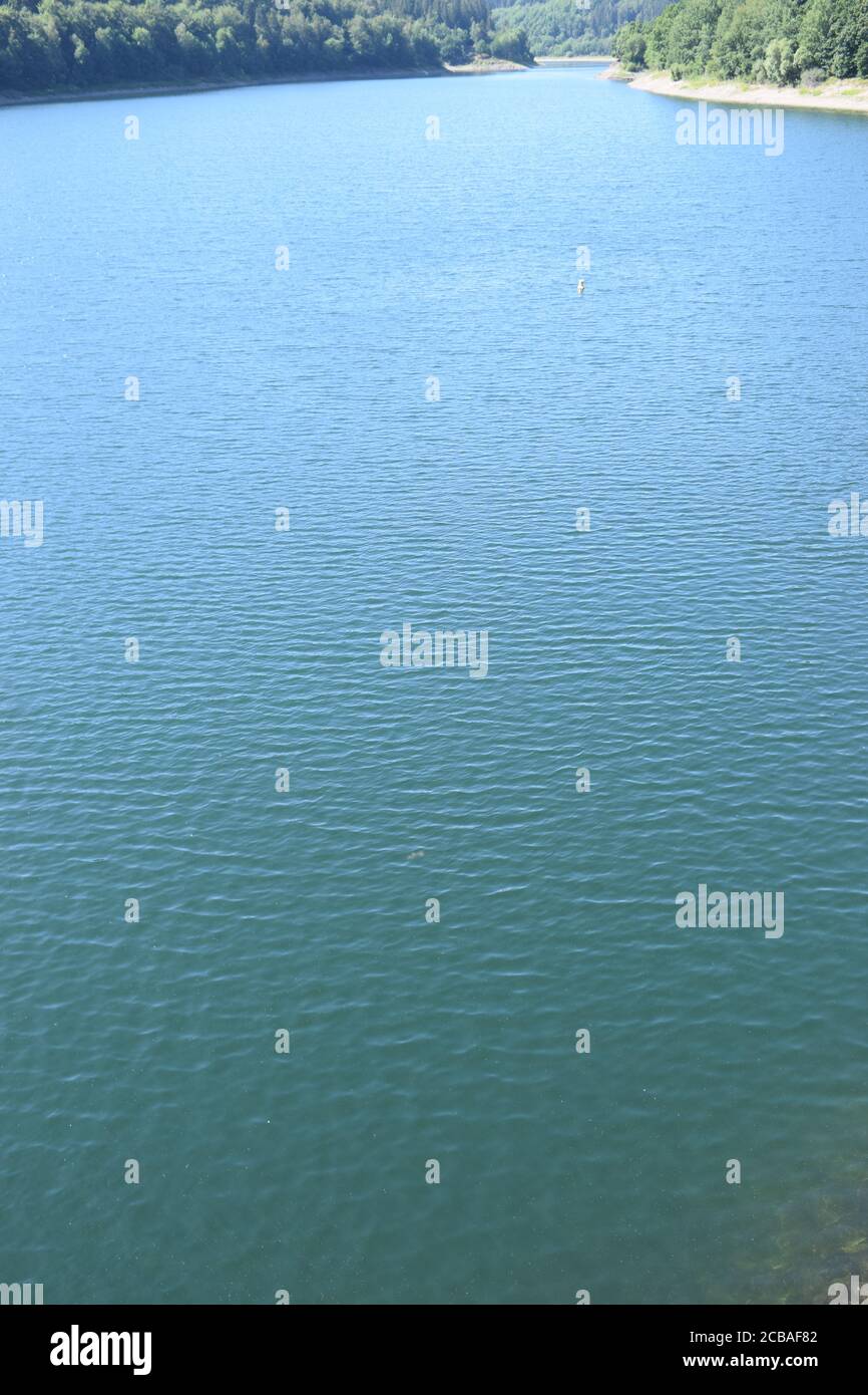 Lac réservoir Oleftalsperre dans l'Eifel pendant l'été 2020 Banque D'Images