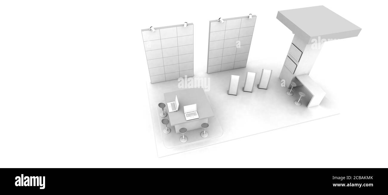 Stand d'entreprise, isolé sur blanc, avec espace de copie. Rendu 3d d'origine Banque D'Images