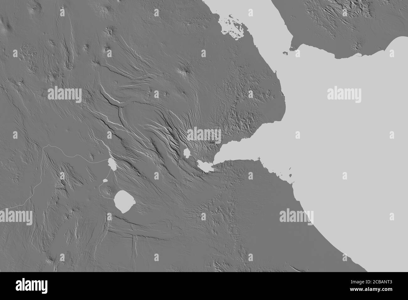Zone étendue de Djibouti. Carte d'élévation à deux niveaux. Rendu 3D Banque D'Images