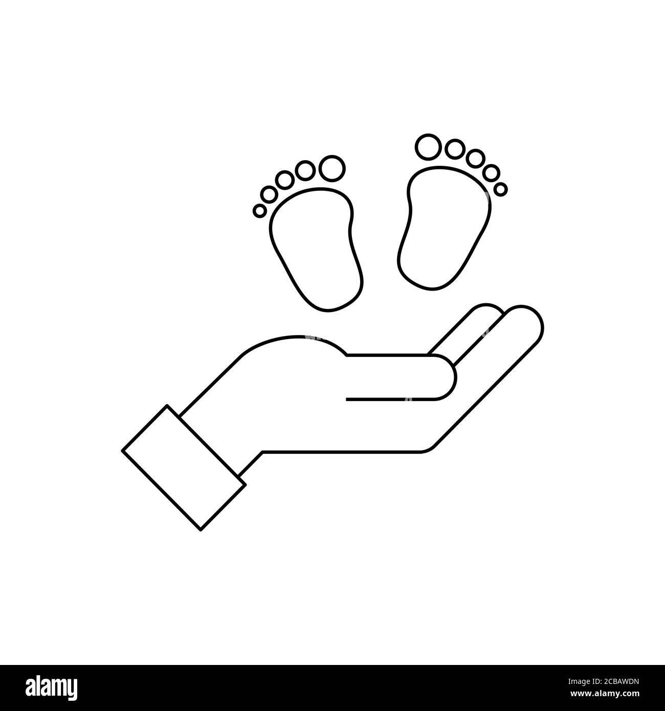 Icone Pied Bebe Dans La Main Les Traces De Kid Dans Le Soutien De La Main De Parent Soins Amour Protection Des Enfants La Famille Et La Famille Contour Noir Image Vectorielle