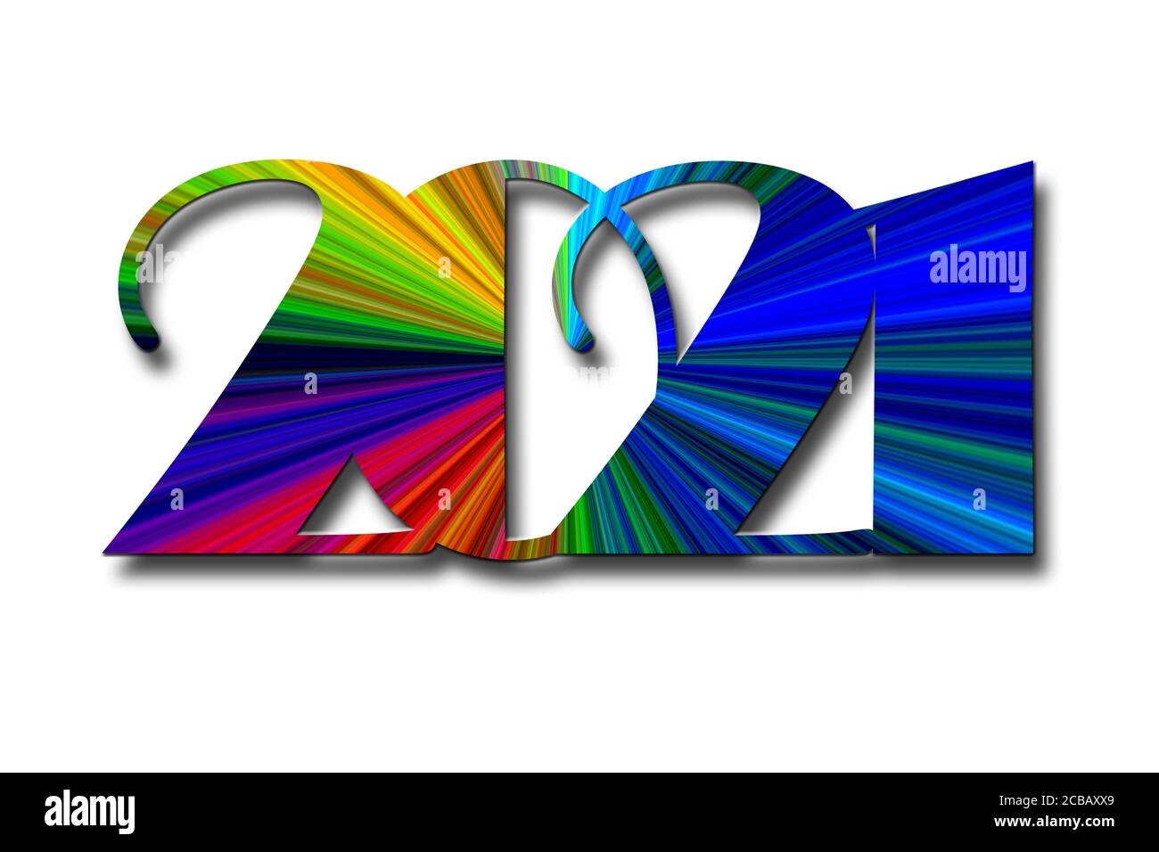 Carte de vœux du nouvel an 2021 en couleur néon pour bannières, prospectus, messages d'accueil, invitations, agendas d'affaires, félicitations et affiches. Illustration 3D Banque D'Images