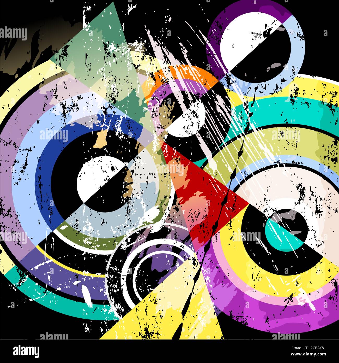 arrière-plan à cercle abstrait, style rétro/vintage avec touches de peinture et touches de peinture Illustration de Vecteur