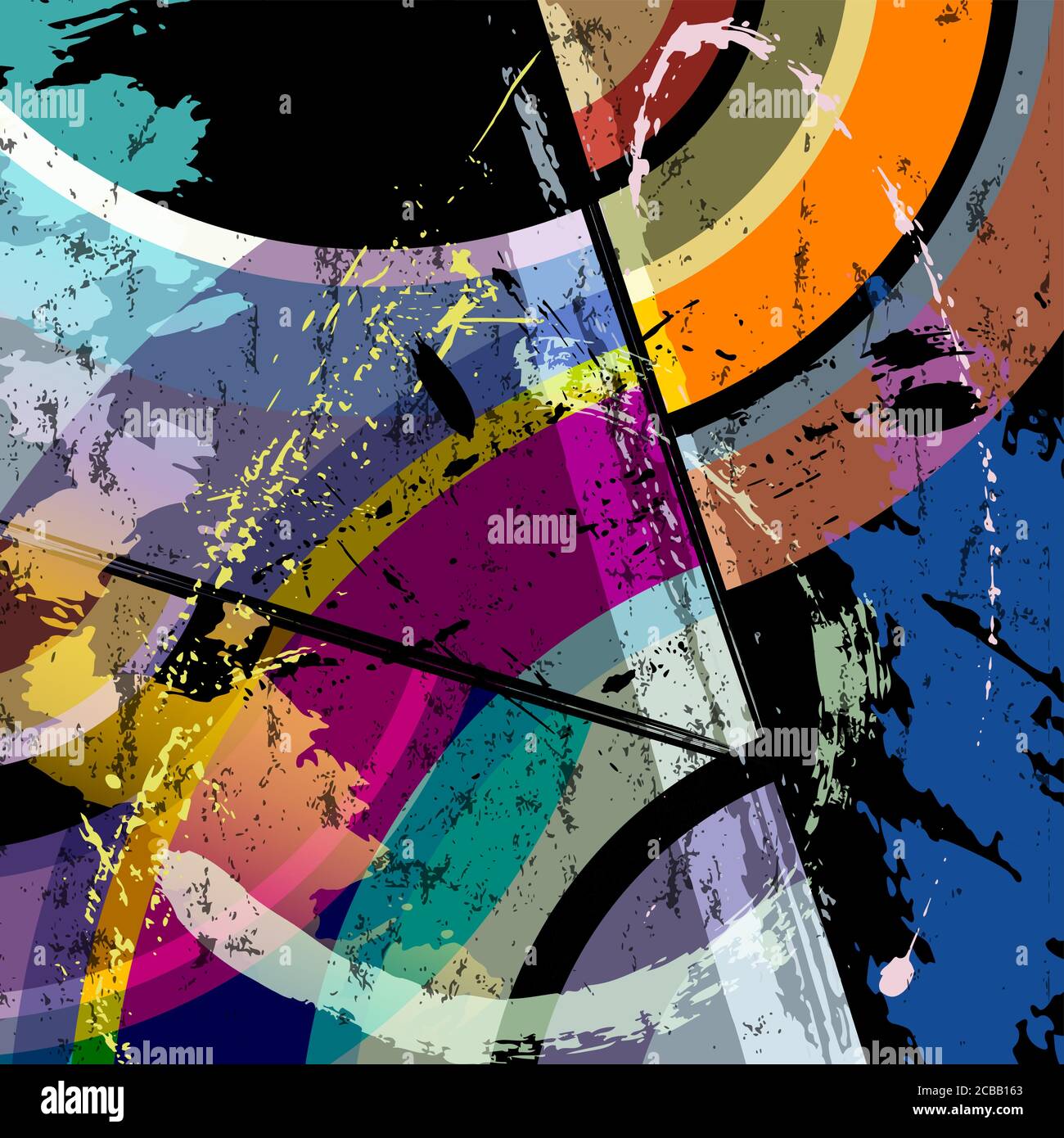 arrière-plan à cercle abstrait, style rétro/vintage avec touches de peinture et touches de peinture Illustration de Vecteur