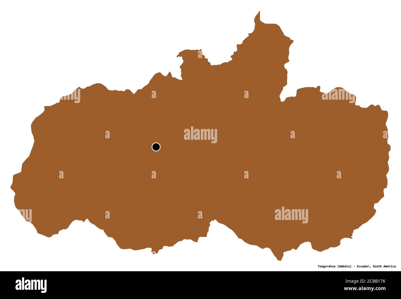 Forme de Tungurahua, province de l'Équateur, avec sa capitale isolée sur fond blanc. Composition des textures répétées. Rendu 3D Banque D'Images