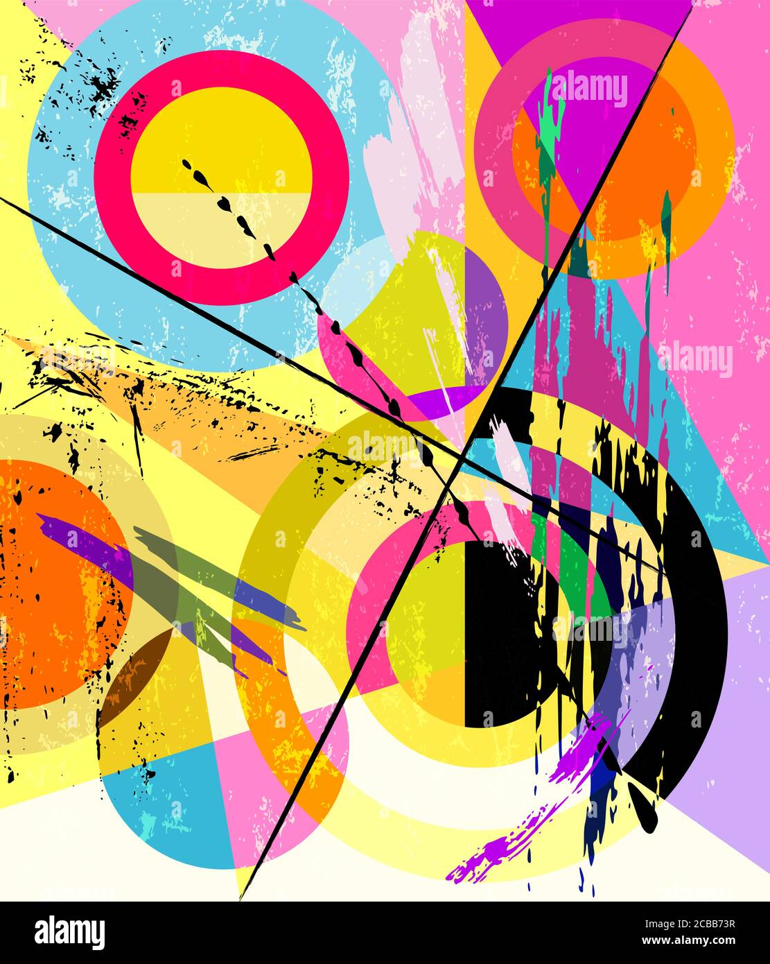 arrière-plan à cercle abstrait, style rétro/vintage avec touches de peinture et touches de peinture Illustration de Vecteur