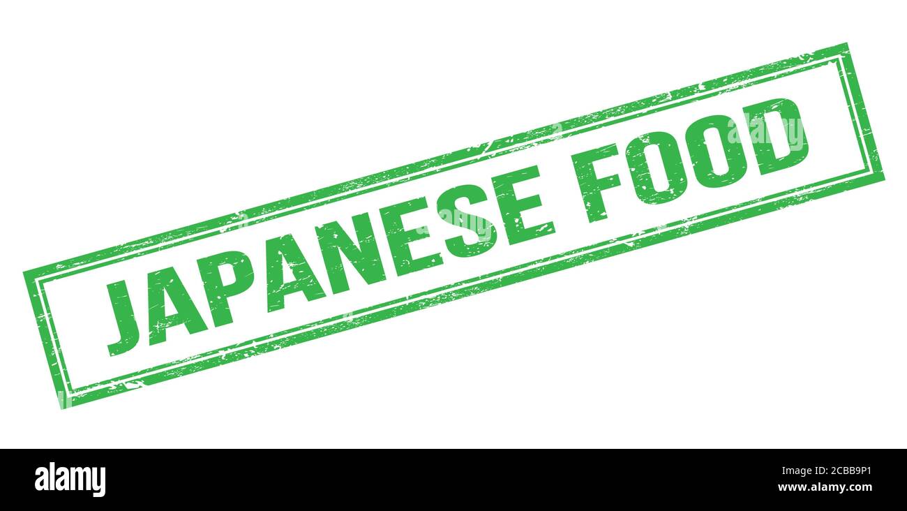 AFFICHE pour cachet rectangulaire VERT GRUNGY ALIMENTAIRE JAPONAIS. Banque D'Images