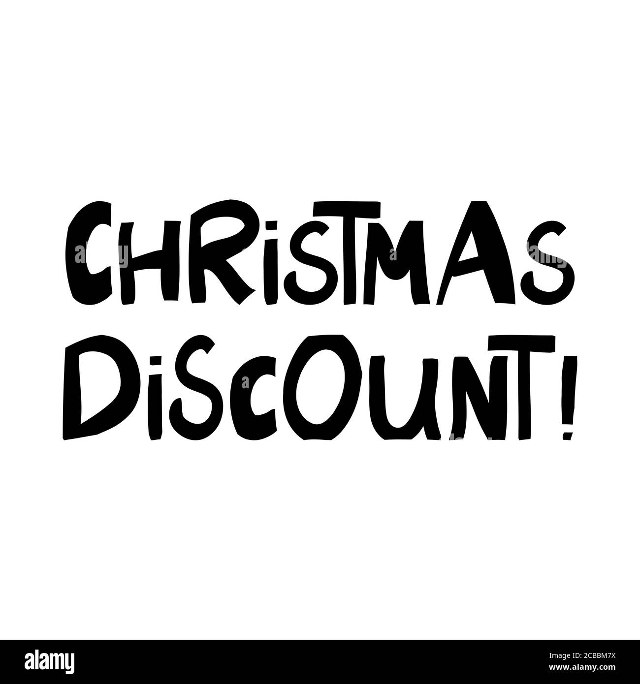 Réduction de Noël. Joli lettrage dessiné à la main dans un style scandinave moderne. Isolé sur fond blanc. Illustration du stock vectoriel. Illustration de Vecteur