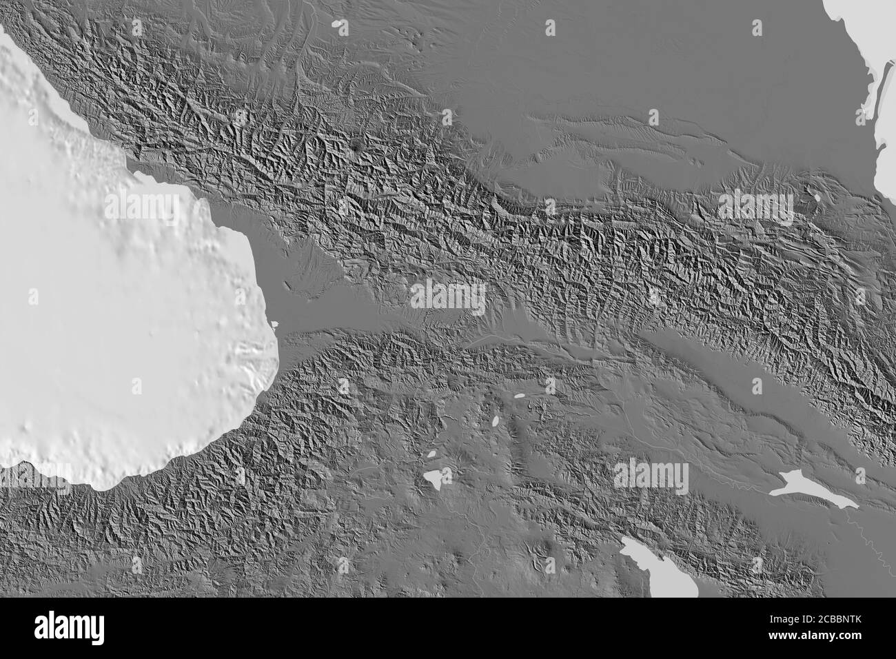 Zone étendue de la Géorgie. Carte d'élévation à deux niveaux. Rendu 3D Banque D'Images