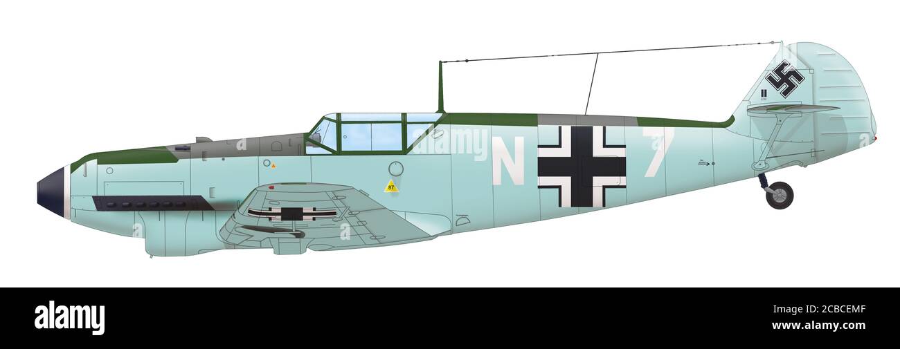 Messerschmitt BF 109D-1 piloté par le premier lieutenant Johannes Steinhoff du 11.(N)/JG 2 Luftwaffe, début 1940 Banque D'Images