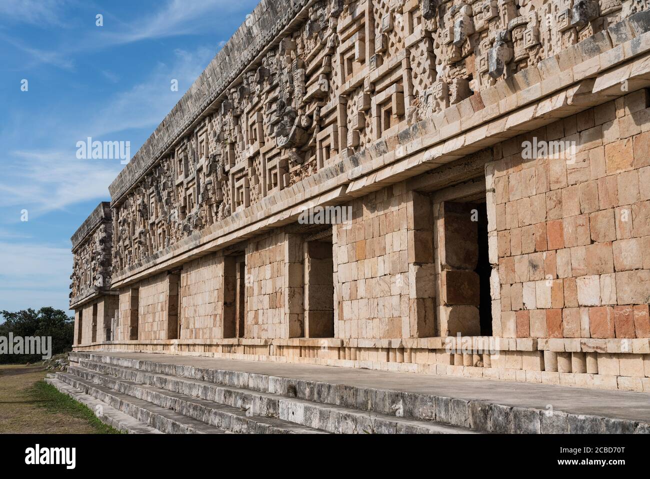 Le Palais des gouverneurs dans les ruines de la ville maya d'Uxmal à Yucatan, Mexique. Ville préhispanique d'Uxmal - un centre du patrimoine mondial de l'UNESCO. Banque D'Images