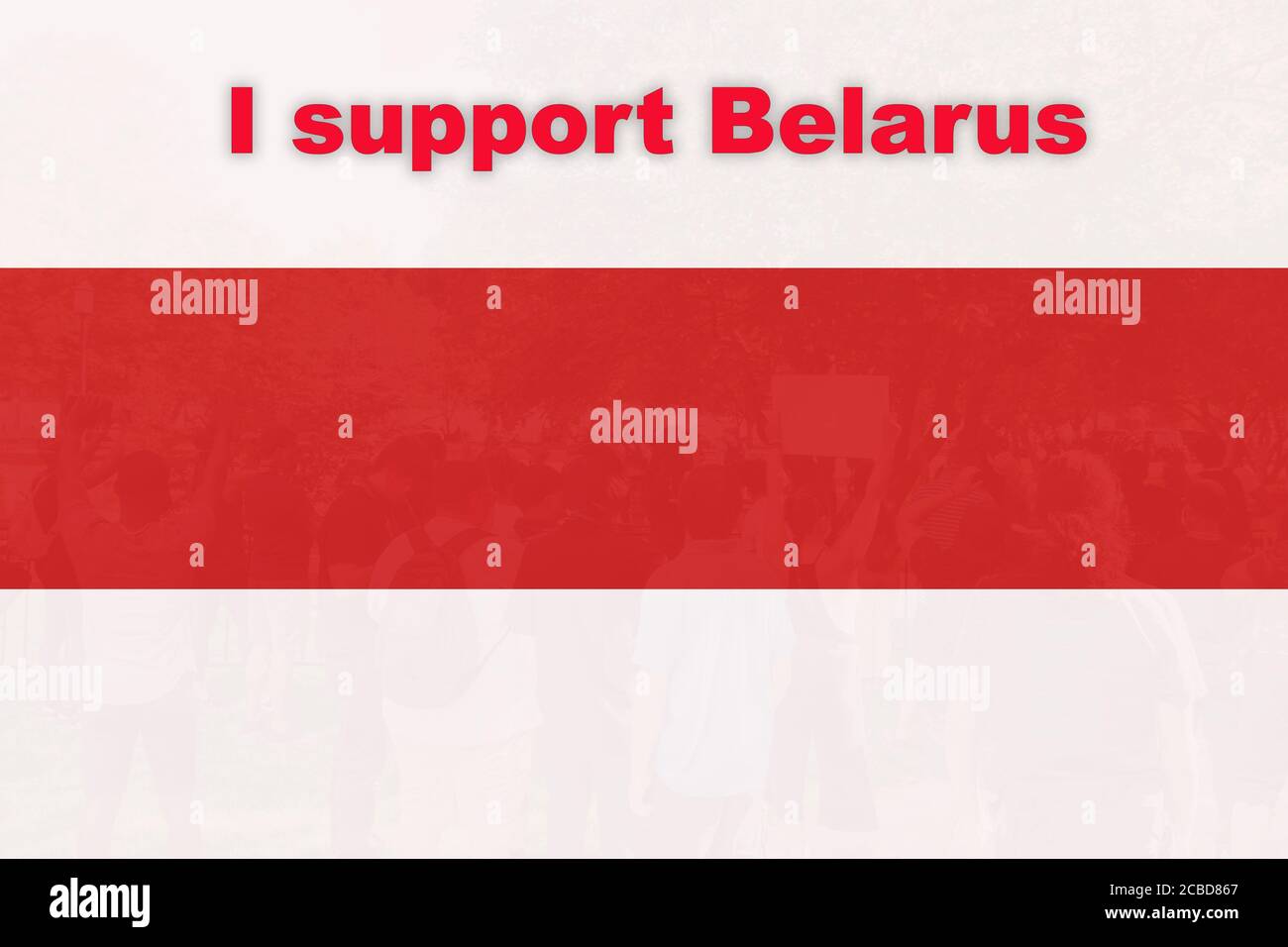 Je soutiens le peuple biélorusse dans les manifestations après les élections présidentielles de 2020 en Biélorussie, le drapeau de la Biélorussie Banque D'Images