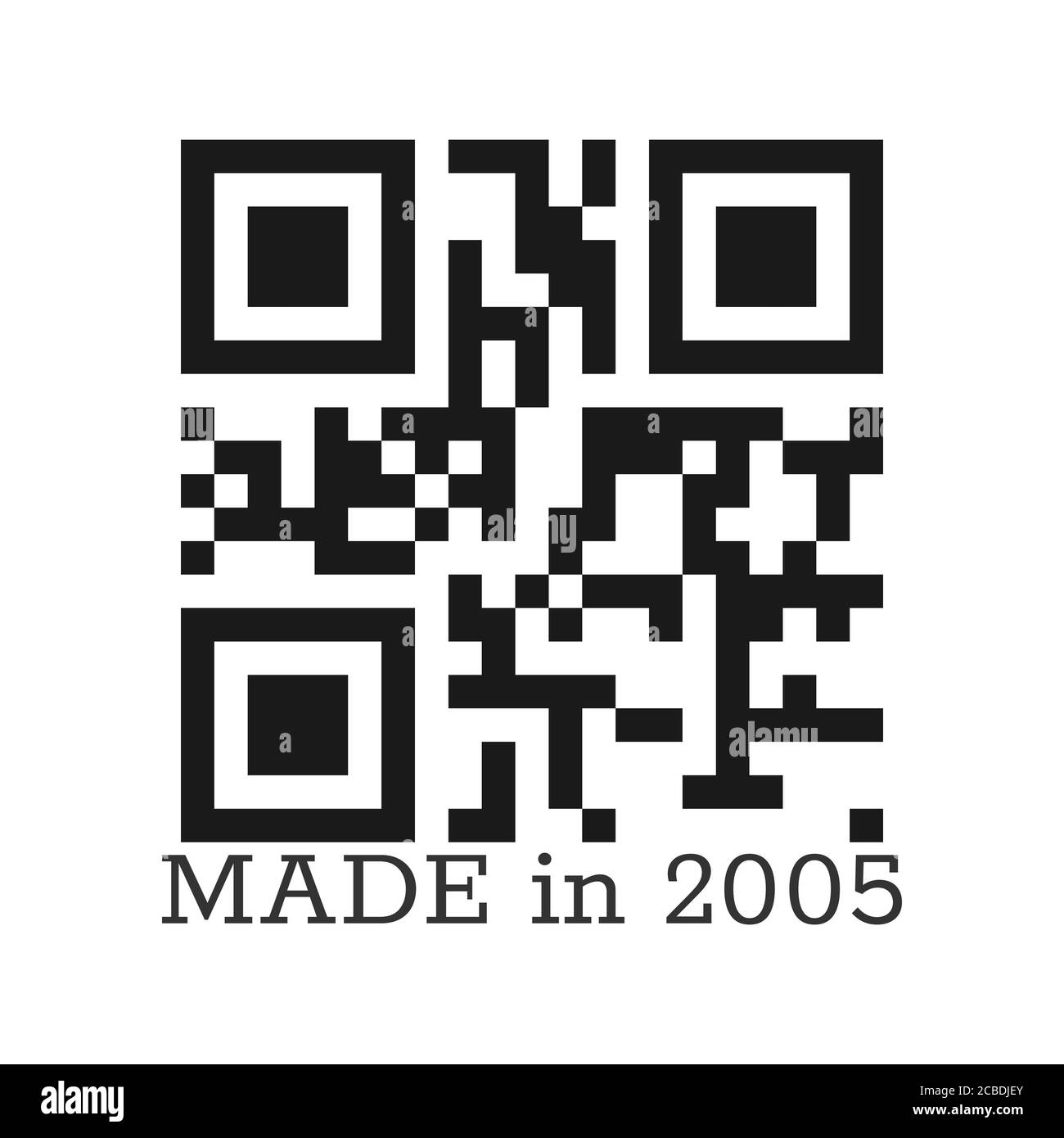 Fabriqué en 2005. Caractères vectoriels stylisés avec un code QR réel. Illustration pour les vêtements, les textiles et les salutations. Illustration vectorielle isolée sur un coup Illustration de Vecteur