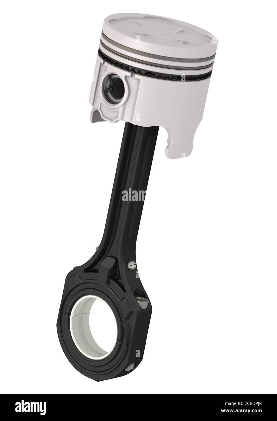 Ensemble piston et bielle. Illustration 3D. Isolé Banque D'Images
