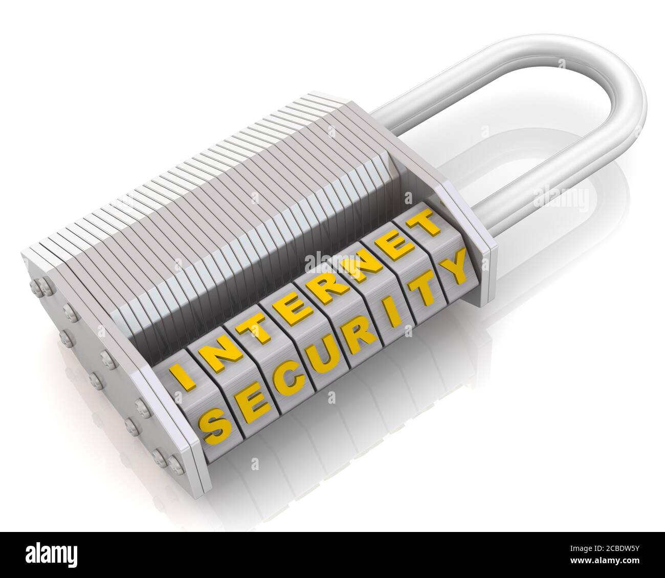 Sécurité Internet. Combinaison verrou avec les mots SÉCURITÉ INTERNET se trouve sur une surface blanche. Illustration 3D Banque D'Images