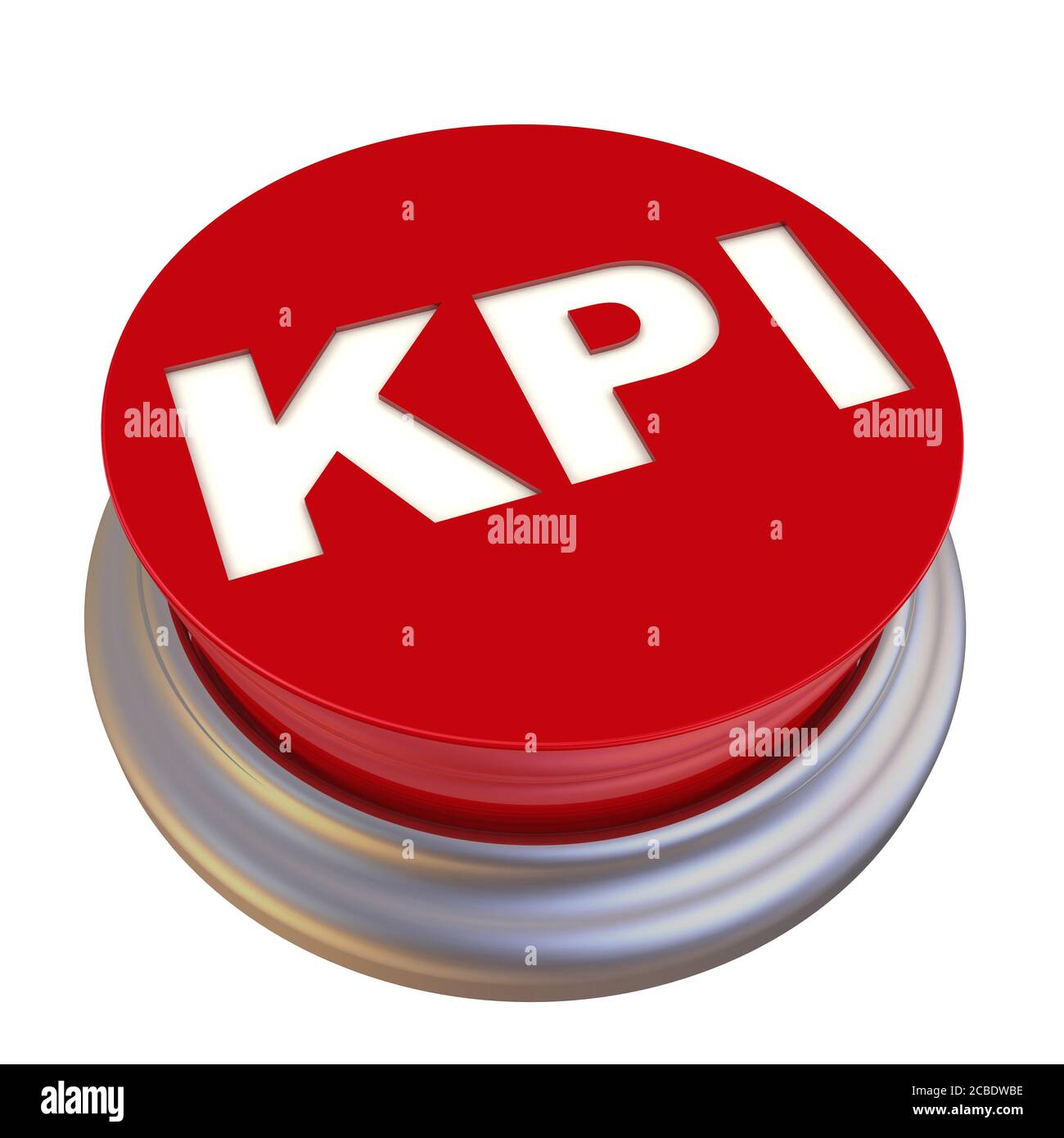 KPI. Bouton rouge avec l'abréviation KPI (Key Performance Indicators). Isolé Banque D'Images