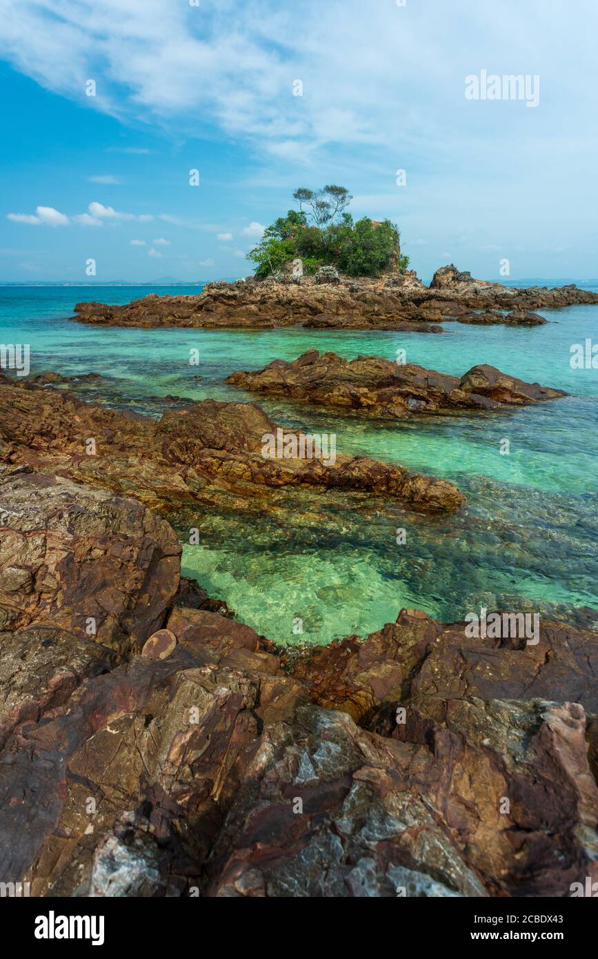 La vue mystique de Pulau Kapas (île de Kapas) à Terengganu, Malaisie. Banque D'Images