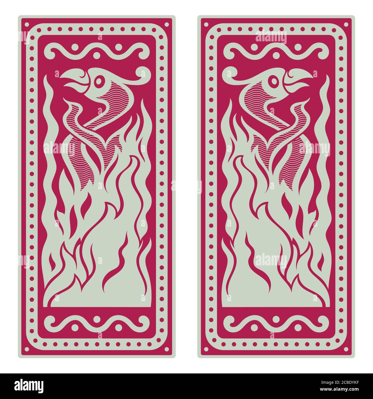 L'oiseau Phoenix. Illustration dans le style scandinave celtique Illustration de Vecteur